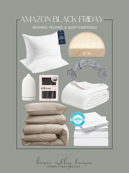 Amazon Black Friday bedding, pillow, and sleep essentials! All of these pieces are marked down right now in honor of Black Friday. We love these pillows so much! If you’re a lightweight sleeper, this alarm clock sound machine and eye mask would be so helpful! Diffuse lavender for a thorough nights rest too! These sheets have hundreds of thousand great reviews, and I love this waffle blanket too! 

#LTKhome #LTKstyletip #LTKCyberWeek