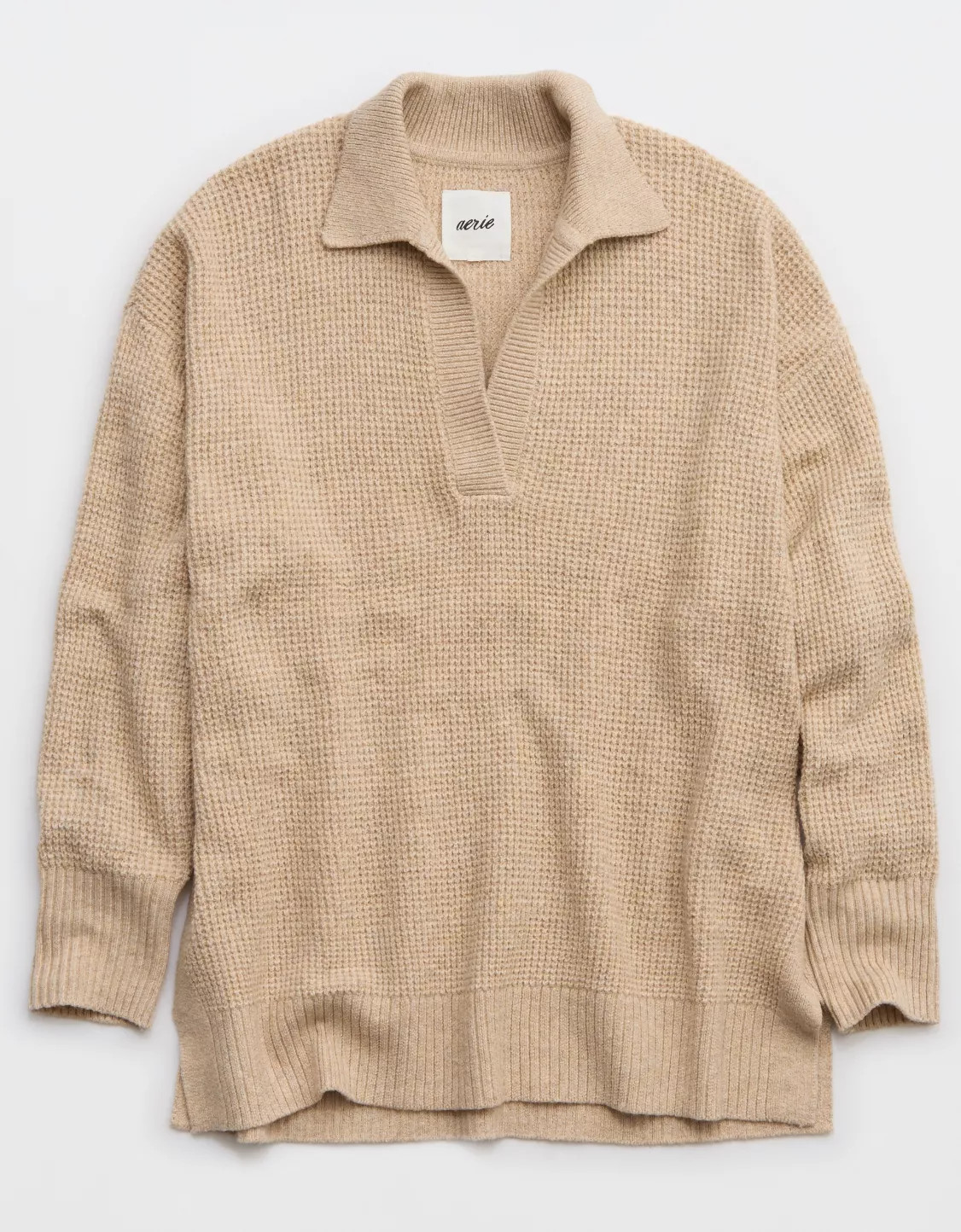 Aerie CozyUp Waffle Polo Sweater | American Eagle Outfitters (US & CA)