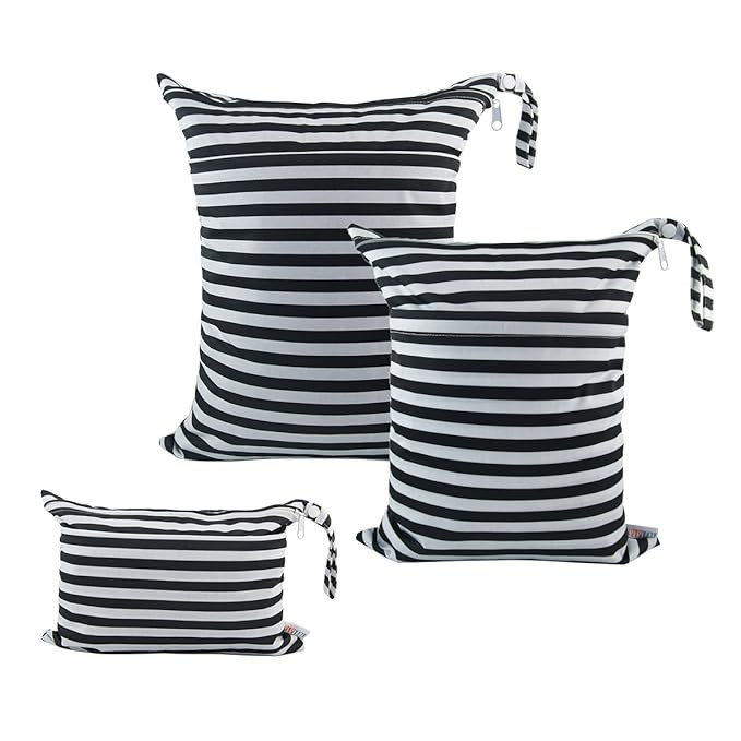 ALVABABY 3pcs Baby Cloth Diaper Wet Dry Bags Waterproof Reusable with Two Pockets Travel Beach Po... | Amazon (US)