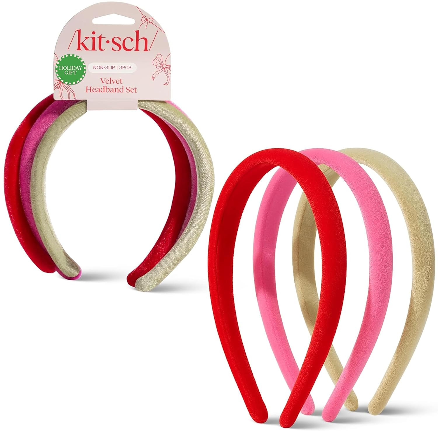 Kitsch Velvet Headbands for Women & Girls - No-Slip, Comfortable, Lightweight & Gentle on Hair ... | Amazon (US)