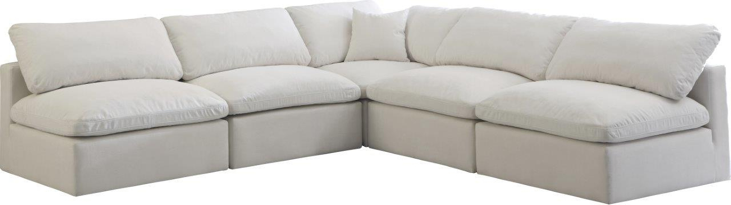 Plush Cream Velvet Standard Cloud Modular Sectional 602Cream-Sec5B | 1stopbedrooms