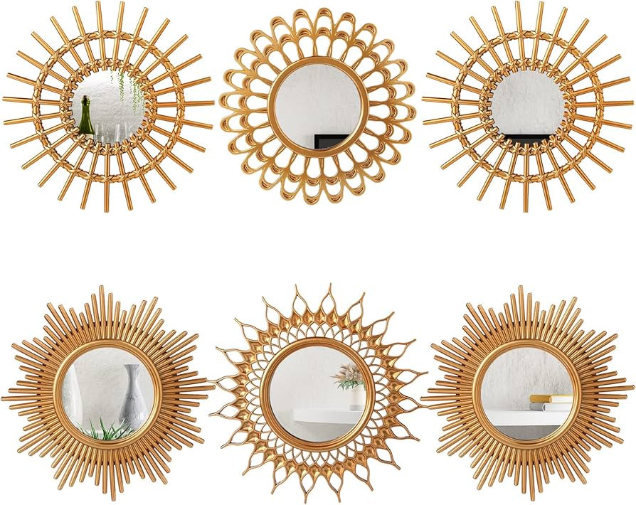 Namalu 6 Pcs Mirrors for Wall Decor, Small Circle Sun Mirrors Espejos Decorative Wall Art Entrywa... | Amazon (US)