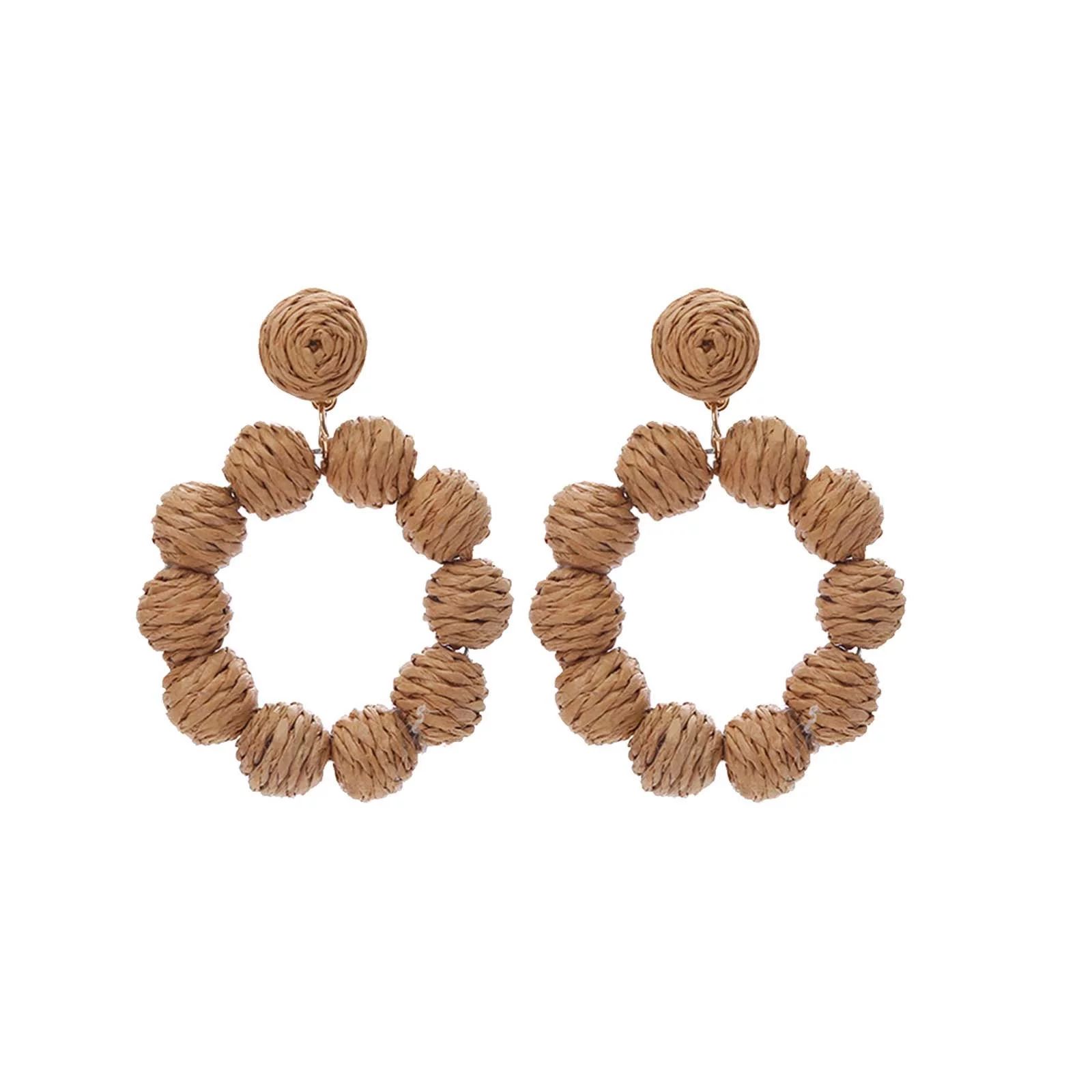 Xinqinghao Rattan Earrings Rattan Ball Ring Pendant Earrings Women's Handmade Earrings Braided St... | Walmart (US)