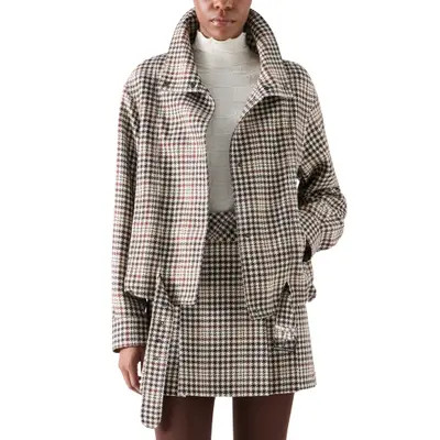 Akris punto Wool Blend Tweed Check Blouson in Winter White-Espresso at Nordstrom, Size 8 | Nordstrom
