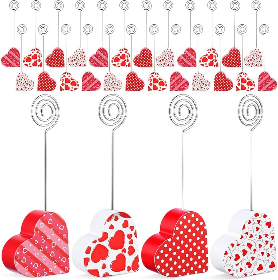 24 Pcs Valentine's Day Place Card Holders Wooden Heart Shaped Table Number Stands Romantic Table ... | Amazon (US)