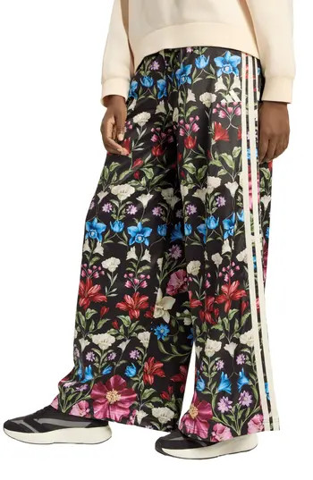 ADIDAS X FARM RIO FARM Rio Wide Leg Pants in Black/cream White/craft Green at Nordstrom Rack, Size X-Large | Nordstrom Rack