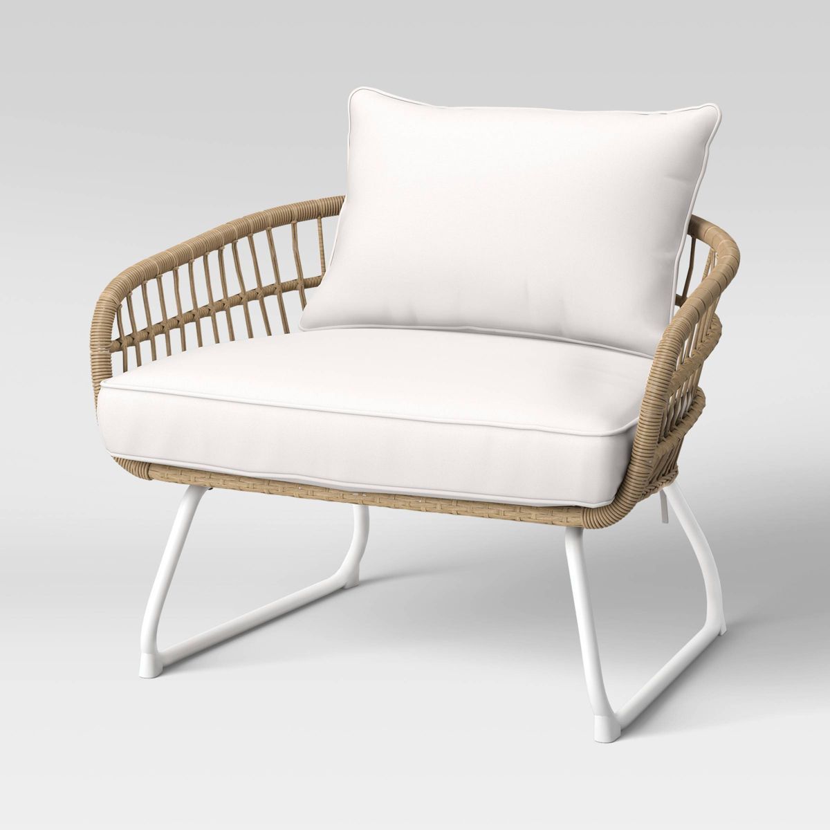 Southport Outdoor Patio Chair with Metal Legs, Club Chair Natural/White - Threshold™ | Target