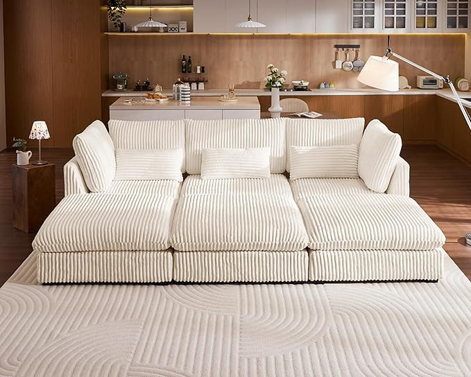 Cloud Oversized Modular Sofa, 120" Corduroy Wide Seat Sectional with Reversible Chaise, Shaped Co... | Amazon (US)