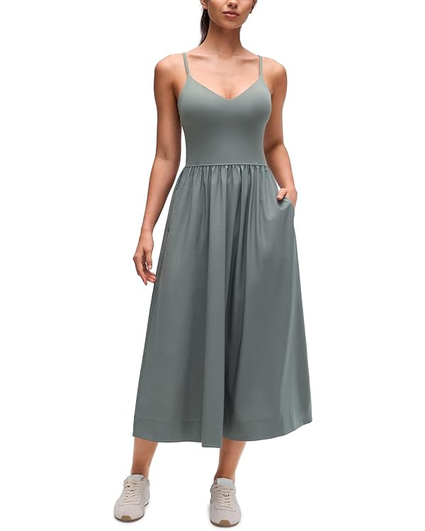 CRZ YOGA V Neck Maxi Tank Dress for Women - Adjustable Straps Sleeveless Flowy Casual Outfits wit... | Amazon (US)