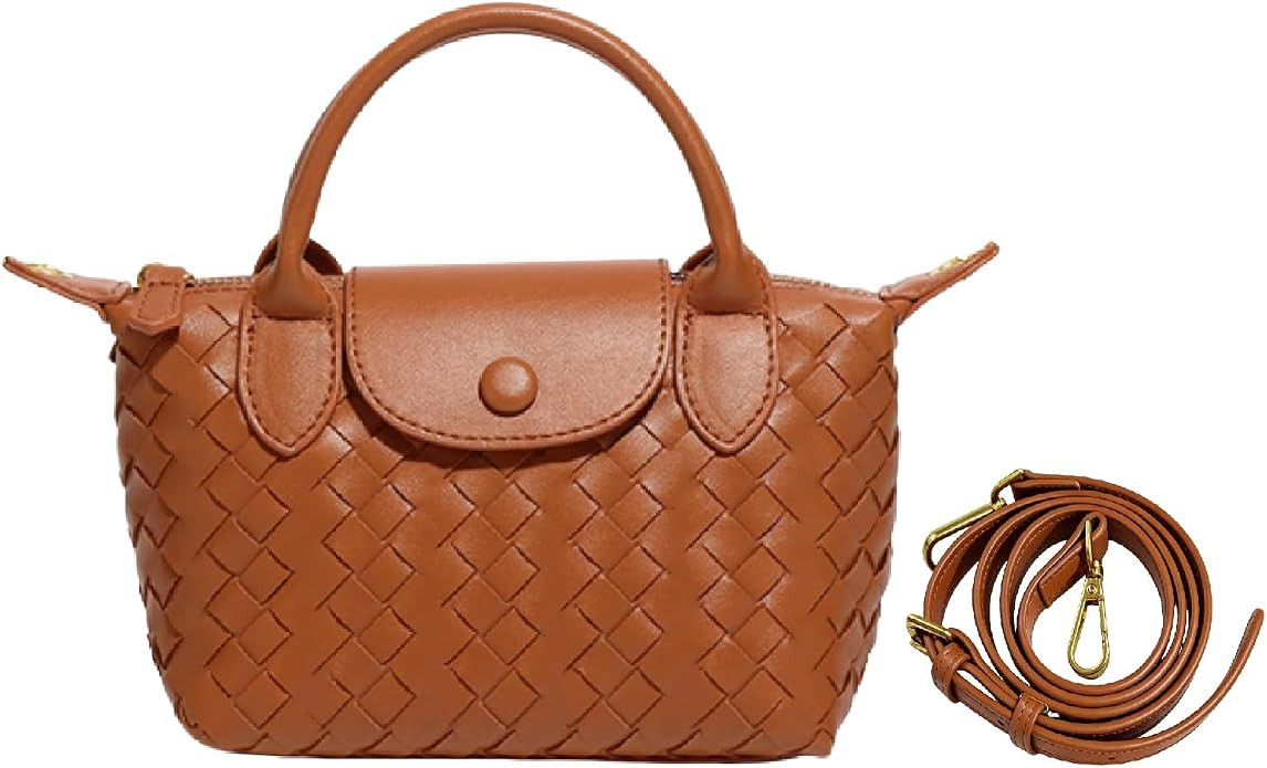 Small Vegan Leather Crossbody Bags For Women, Mini Woven Dumpling Handbag, Cute Top Handle Should... | Amazon (US)