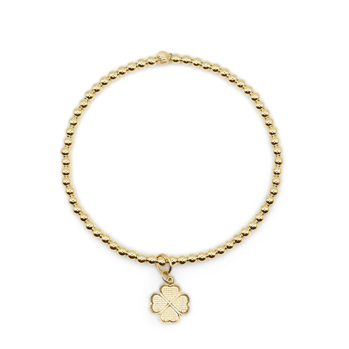 Charm Bracelet - Gold Ball w/ Clover Charm | Bowood Lane