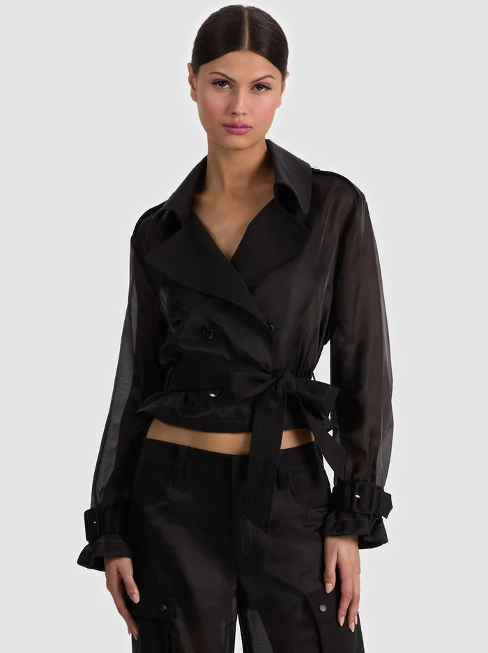 KEITH SHEER COMBO CROPPED TRENCH | Alice + Olivia