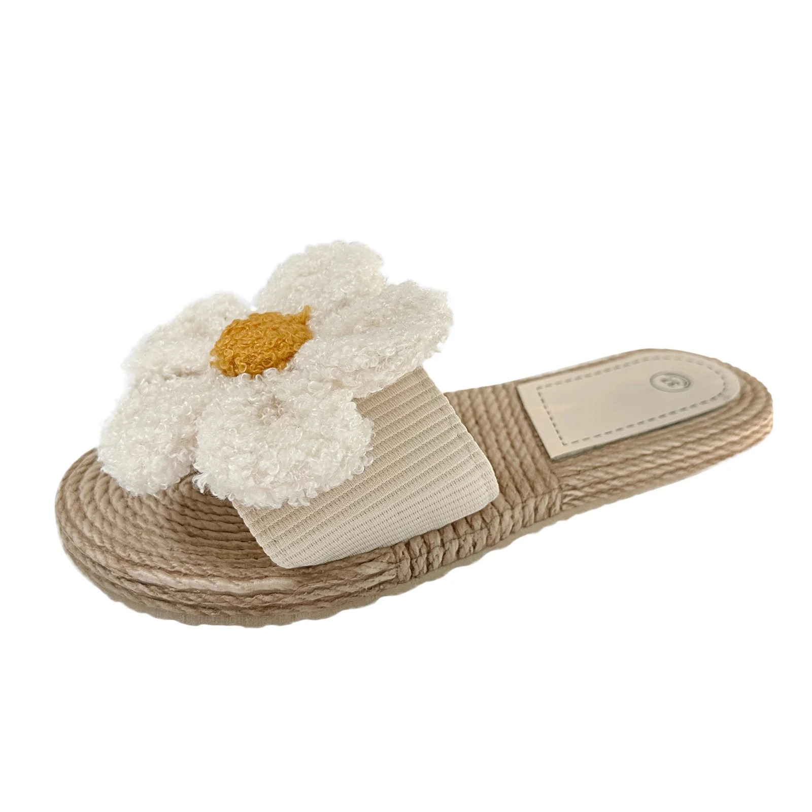 Mostsola Flower Flat Sandals for Women Straw Open Toe Dressy Boho Summer Beach Sandals Slides | Walmart (US)