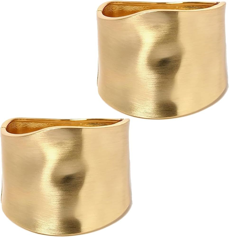 CASDAN 1-3PCS Gold Cuff Bracelets for Women Trendy Wide Chunky Bangle Bracelets for Women Hinge G... | Amazon (US)