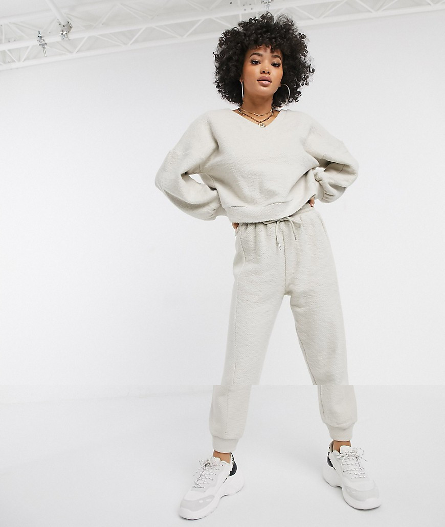 ASOS DESIGN tracksuit premium fluffy panelled sweat / jogger-Cream | ASOS (Global)