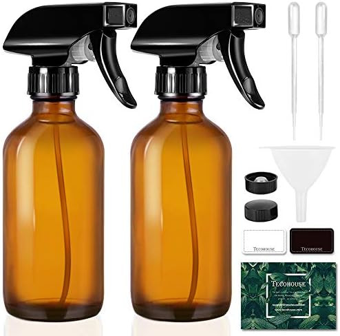 Tecohouse Glass Spray Bottle 8oz for Cleaning Product and Esssential Oil, Amber Empty Refillable ... | Amazon (US)