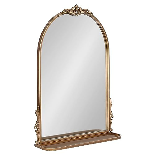 Kate and Laurel Myrcelle Traditional Arched Mirror with Shelf; 21 x 28; Antique Gold; Vintage Arch Shelf Mirror with Ornate Garland Detailing Along The Crown and Edges of The Frame | Amazon (US)