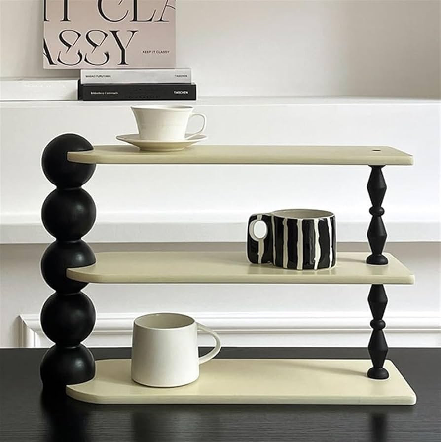 2-Tier Coffee Cup Holder for Countertop, Modern Display Stand, Storage Rack with Solid Wood Pilla... | Amazon (US)