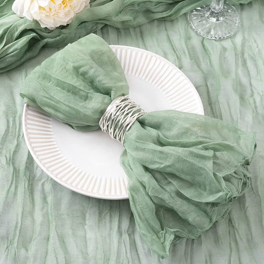 12 Pack Sage Green Cheesecloth Napkins Washable Summer Sage Cloth Napkins Set of 12 Cotton Gauze ... | Amazon (US)