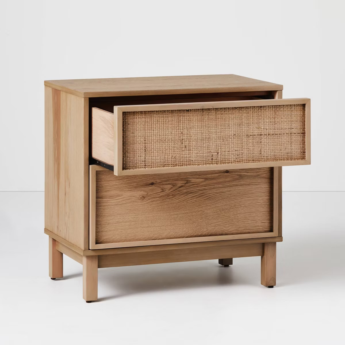 Wood & Cane Transitional Nightstand Natural - Hearth & Hand™ with Magnolia: Square Bedside Tabl... | Target