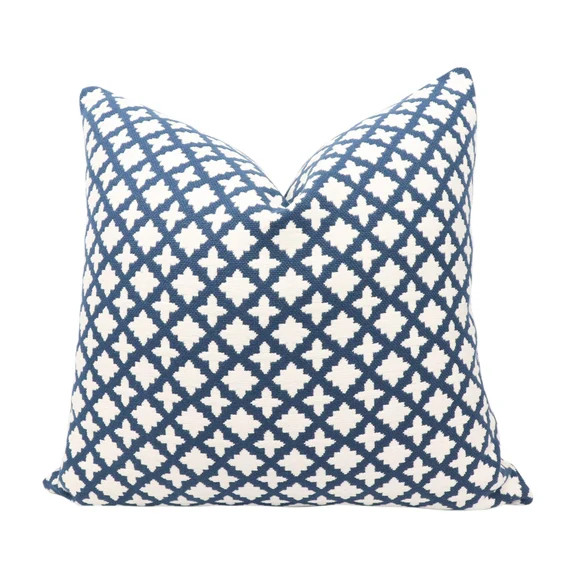 Scalamandre Marrakesh Weave DOUBLE SIDED pillow cover in Navy SC 0006 27034 // Designer pillow //... | Etsy (US)