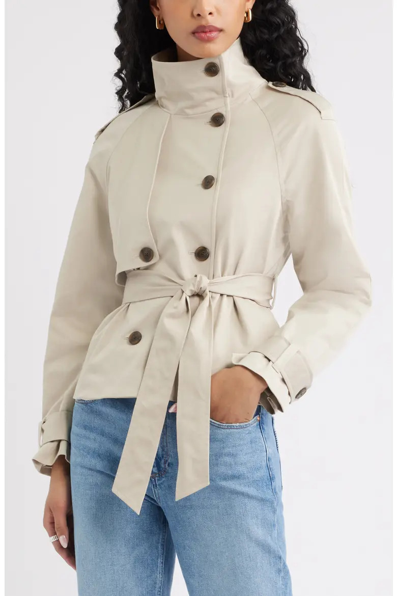 Double Breasted Crop Trench Coat (Women) | Nordstrom | Nordstrom