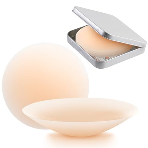 Nipple Covers for Women, 2 Pairs Sticky Adhesive Bra Pasties No Show, Reusable Waterproof Silicone Nipple Pasties, Cakes Body Nipple Covers with Lift, Creme | Amazon (US)