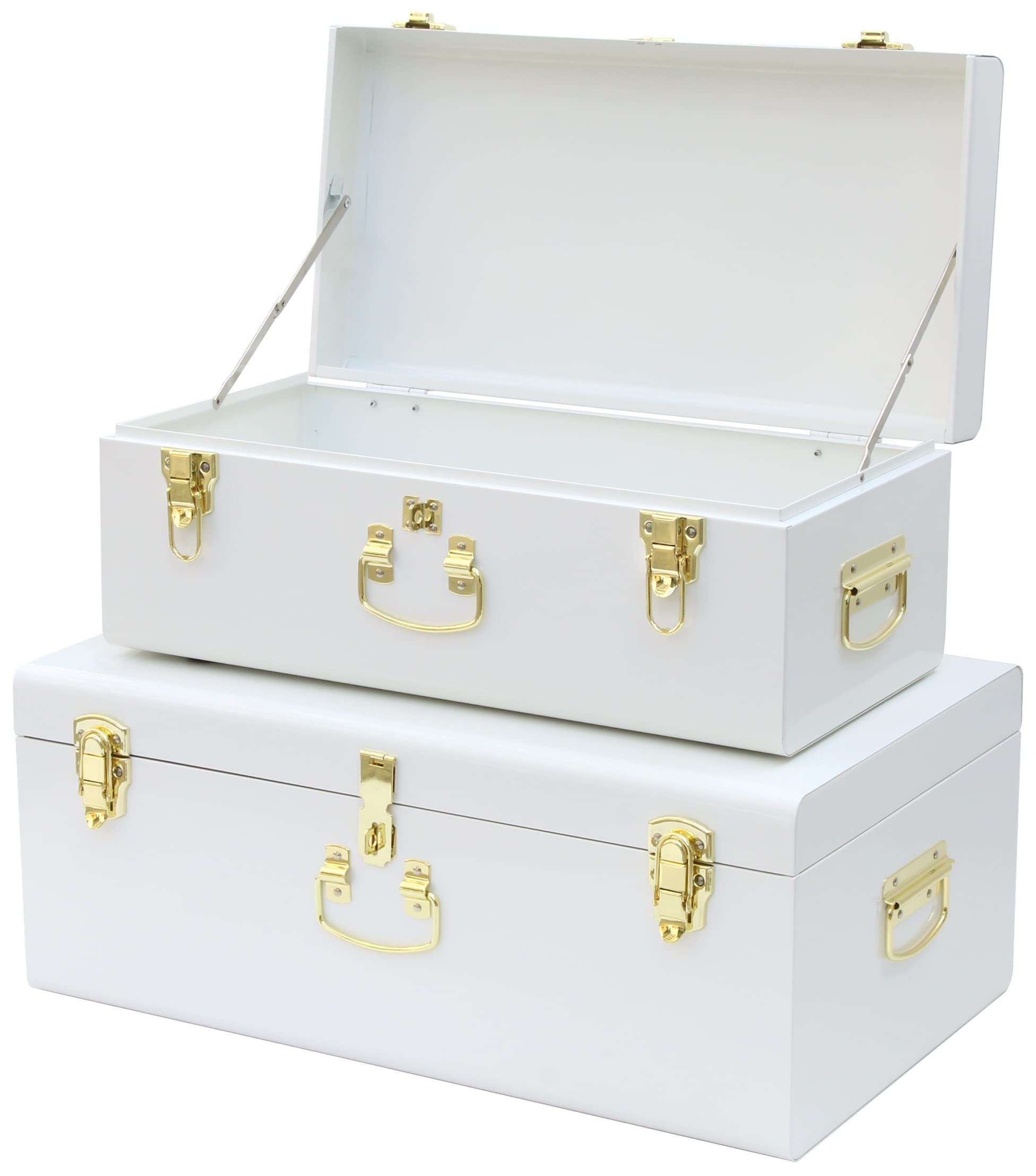 Vixdonos Decorative Metal Box Storage Trunks Set of 2 College Dorm Chest with Lock Hole,23.7X14.2... | Amazon (US)