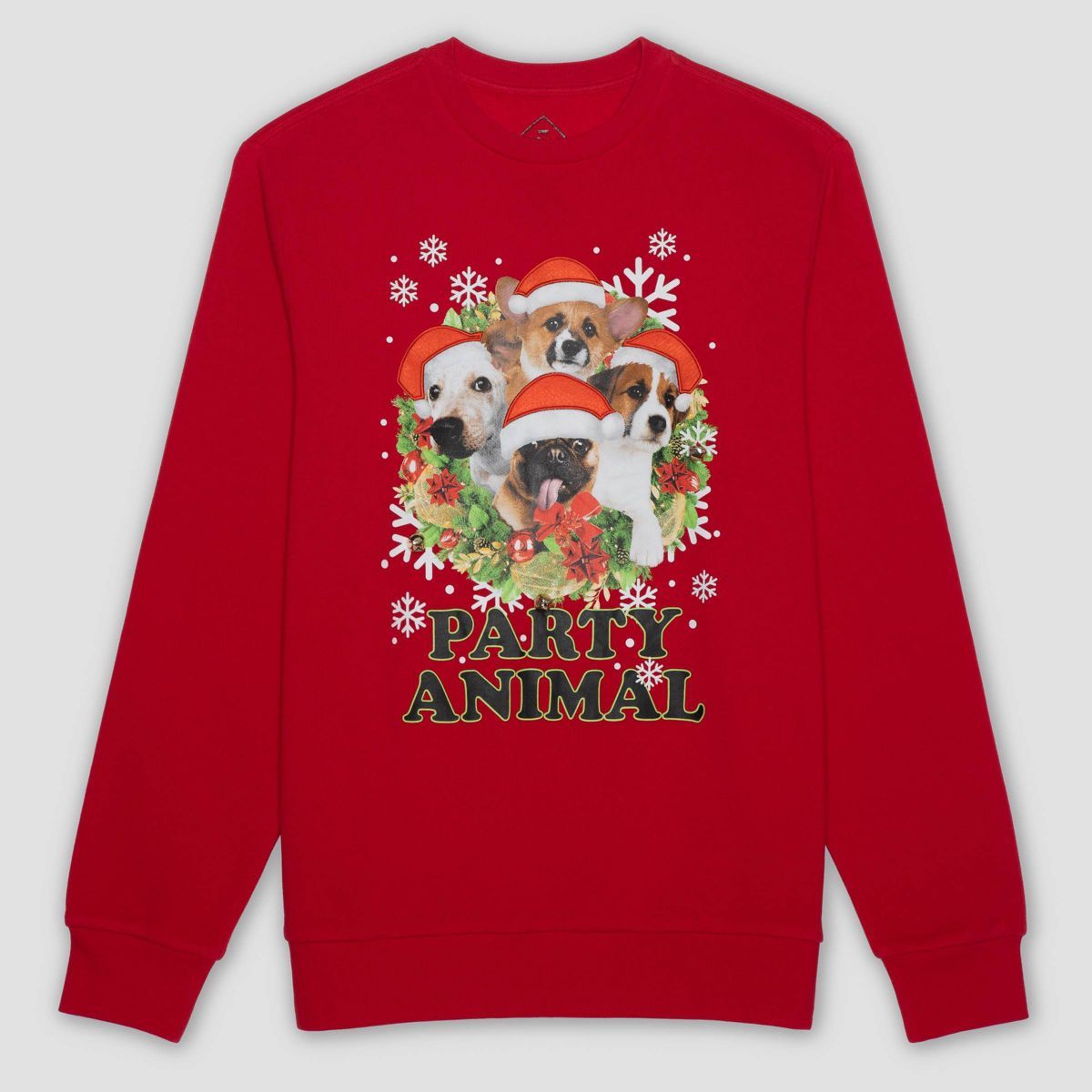 Men's Party Animal Dog Graphic Pullover Sweatshirt - Red - Christmas | Target
