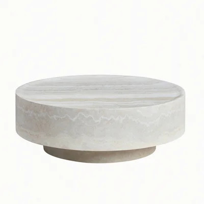 Round Coffee Table with Natural Stone Texture, Integrated Drum Shape, Matte Finish, Modern Minimalist | Wayfair North America