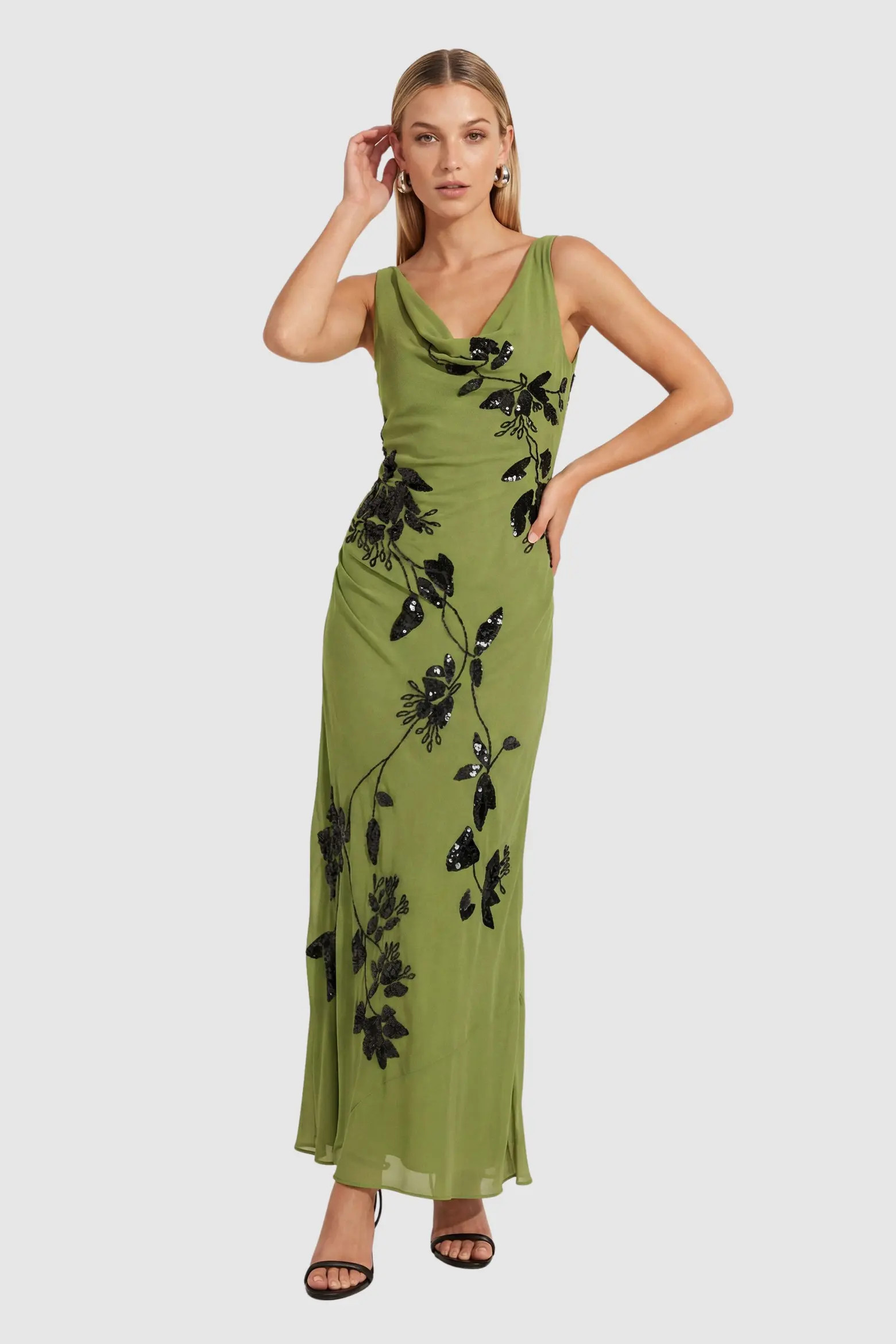 Cowl Embellished Ruched Side Maxi Dress (Women) | Nordstrom | Nordstrom