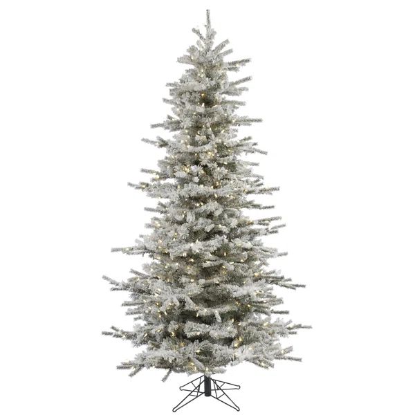 10' Flocked Slim Sierra Artificial Christmas Tree with 1100 LED Warm White Lights with Stand | Wayfair Professional