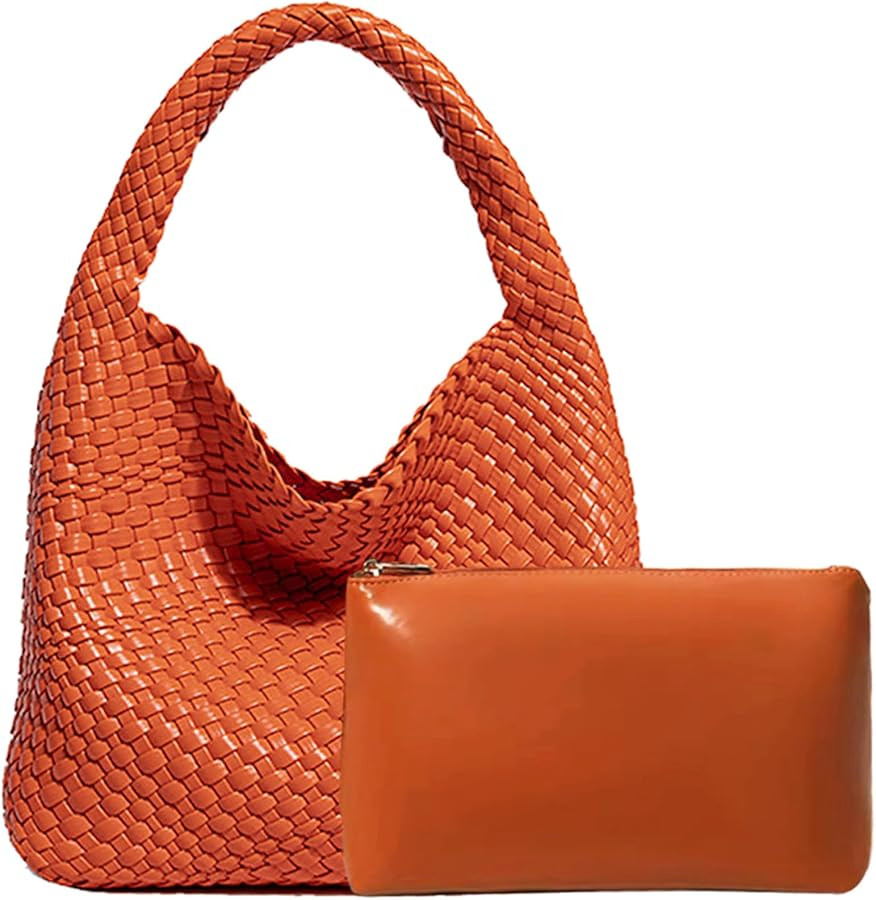 Women Vegan Leather Hand-Woven Tote Handbag Fashion Shoulder Top-handle Bag All-Match Underarm Ba... | Amazon (US)