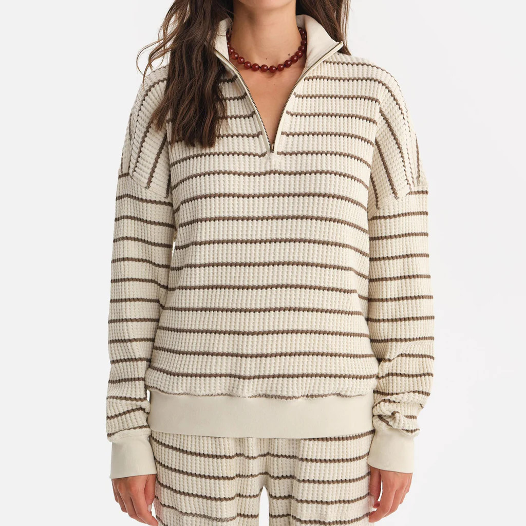 Organic Waffle Collared Half-Zip Sweatshirt | MATE The Label