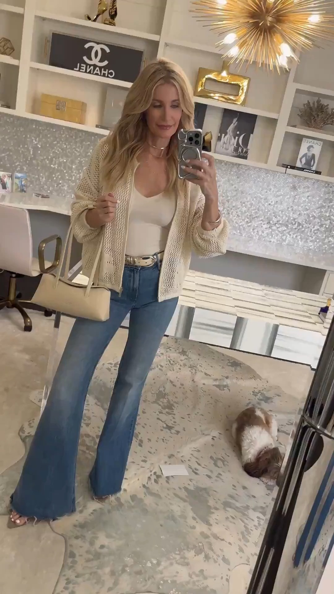 These Mother flare jeans give you legs for days and are SO flattering with their high-waisted silhouette! I paired them with this breathable crochet bomber jacket and my new Jennifer Fisher choker for a chic, lightweight summer outfit. I’m wearing an XS in the jacket and size 24 in the jeans. #MotherDenim #FlareJeans #SummerOutfit 

#LTKOver40#LTKSeasonal#LTKOver40 

 

#LTKgrwm