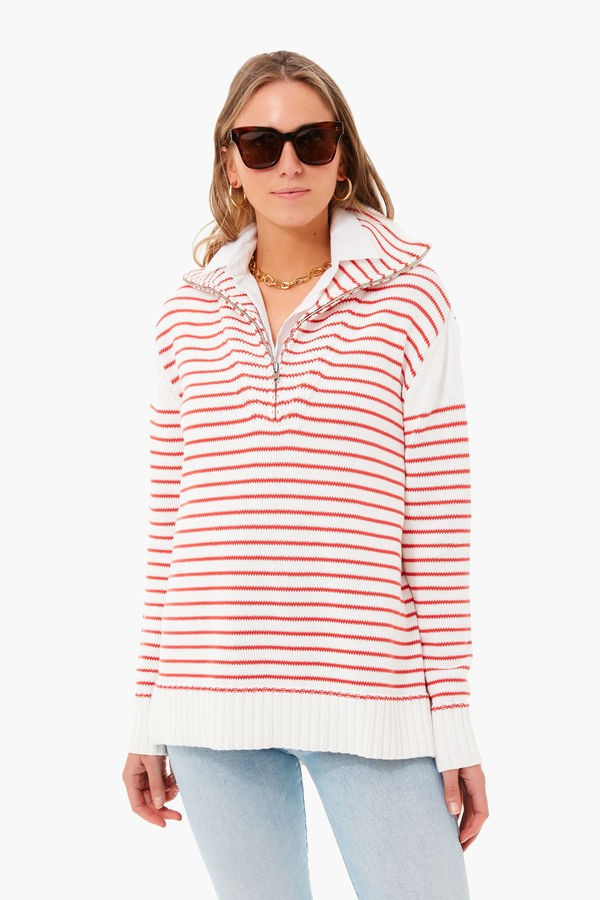 Red Stripe Quarter Zip Hartwell Sweater | Tuckernuck (US)