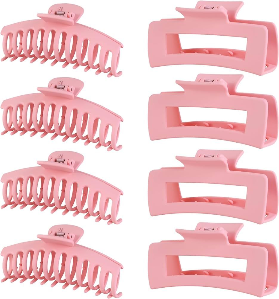LuSeren 8 Pack Pink Hair Clips for Women 4.3 Inch Large Hair Claw Clips for Women Thin Thick Curl... | Amazon (US)