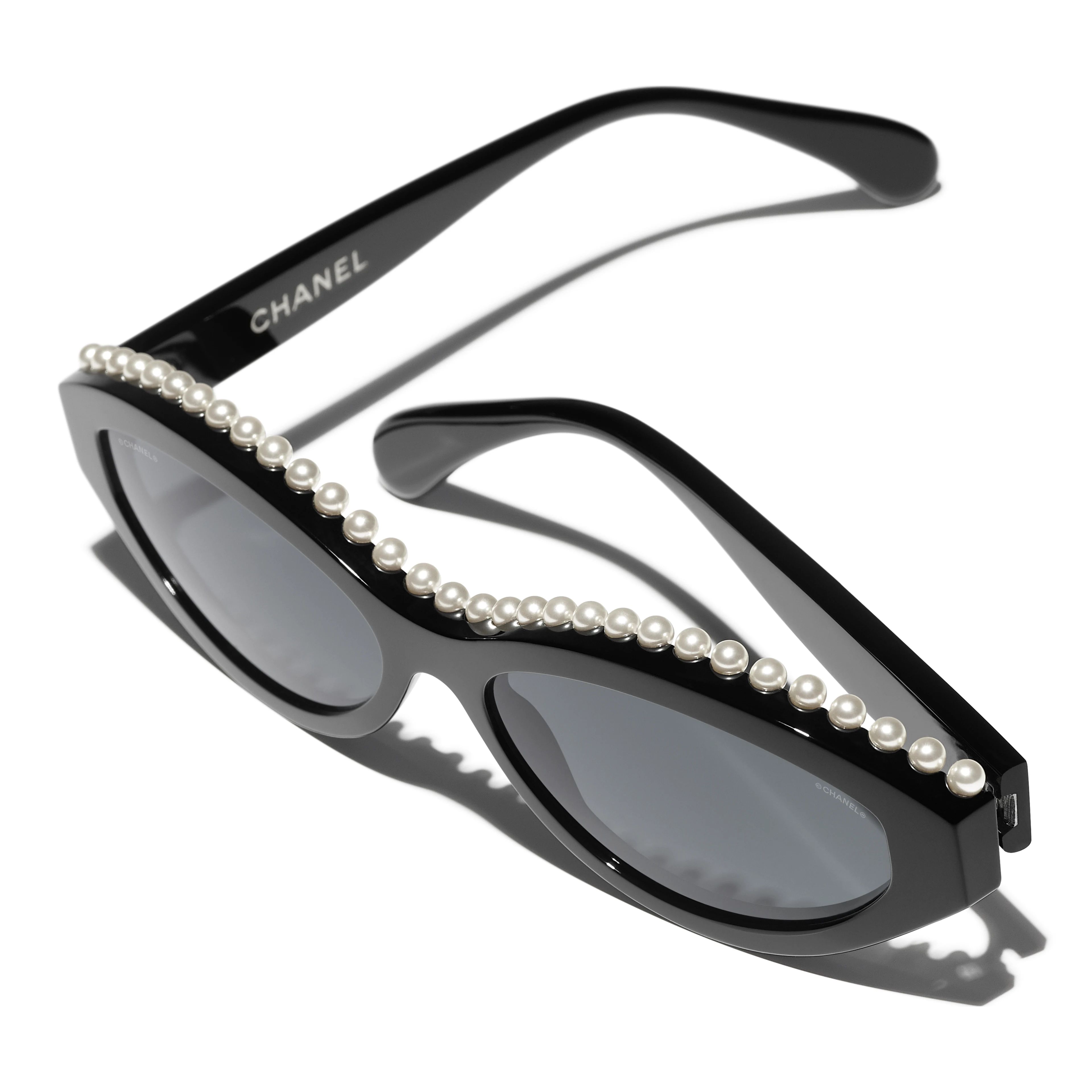 Sunglasses: Oval Sunglasses, acetate & imitation pearls — Fashion | CHANEL | Chanel, Inc. (US)
