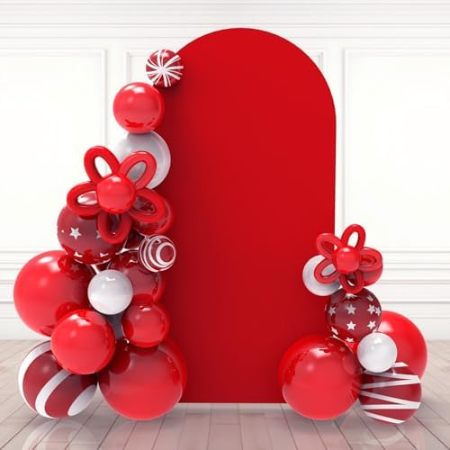 Babenest 6.6FT Red Wedding Arch Cover, Spandex Fitted Arch Backdrop for Photography, Round Top Ch... | Amazon (US)