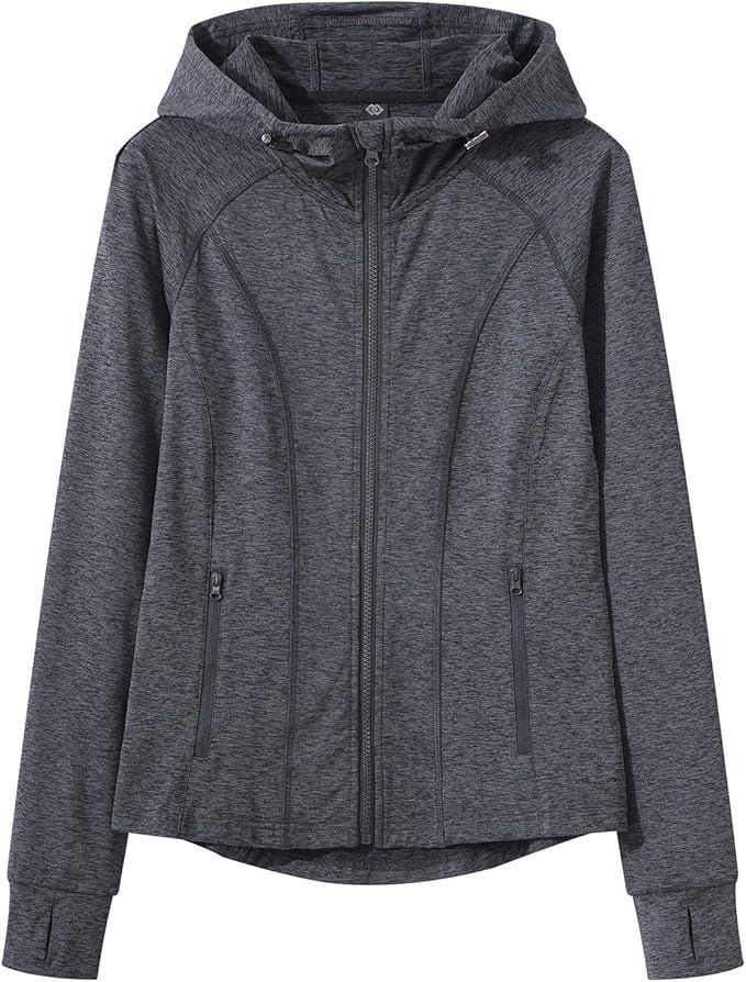 MoFiz Women's Fleece Zip Up Running Jacket Sportswear Hooded Workout Track Athletic Jacket with Z... | Amazon (US)