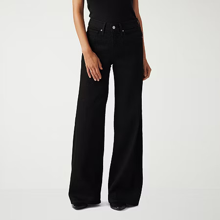 Levi's Women's Mid Rise 318 Shaping Wide Leg Jeans, 33, Black | JCPenney