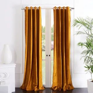 SAFAVIEH Creslia Window Curtain Grommet Panel Treatment - 52" W x 84" L - Mustard | Bed Bath & Beyond