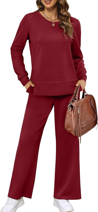 XIEERDUO Women's 2 Piece Lounge Sets Casual Fall Travel Outfits Fashion Wide Leg Tracksuit Cozy S... | Amazon (US)
