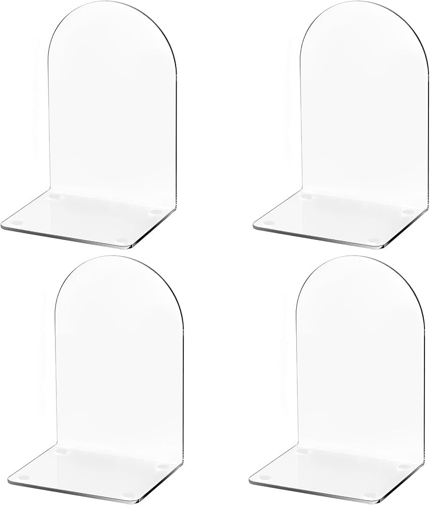 Lulonpon 4 Pieces Book Ends, Bookends, Books End for Shelves, Books End for Heavy Books, Clear Bo... | Amazon (US)