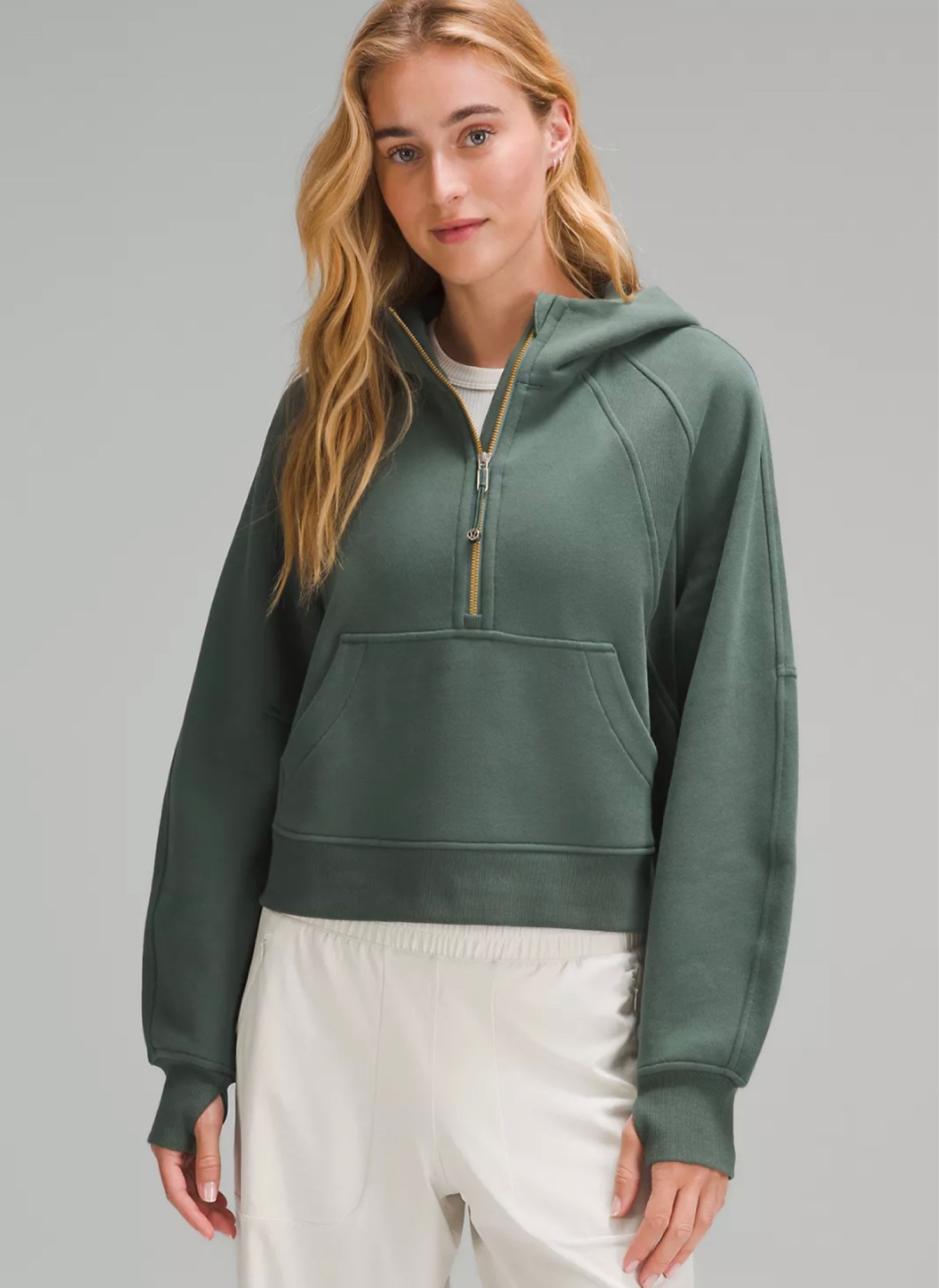 Lululemon Dark forest Green scuba hoodie, gold zipper, gold logo for Autumns.

#LTKFitness #LTKFind