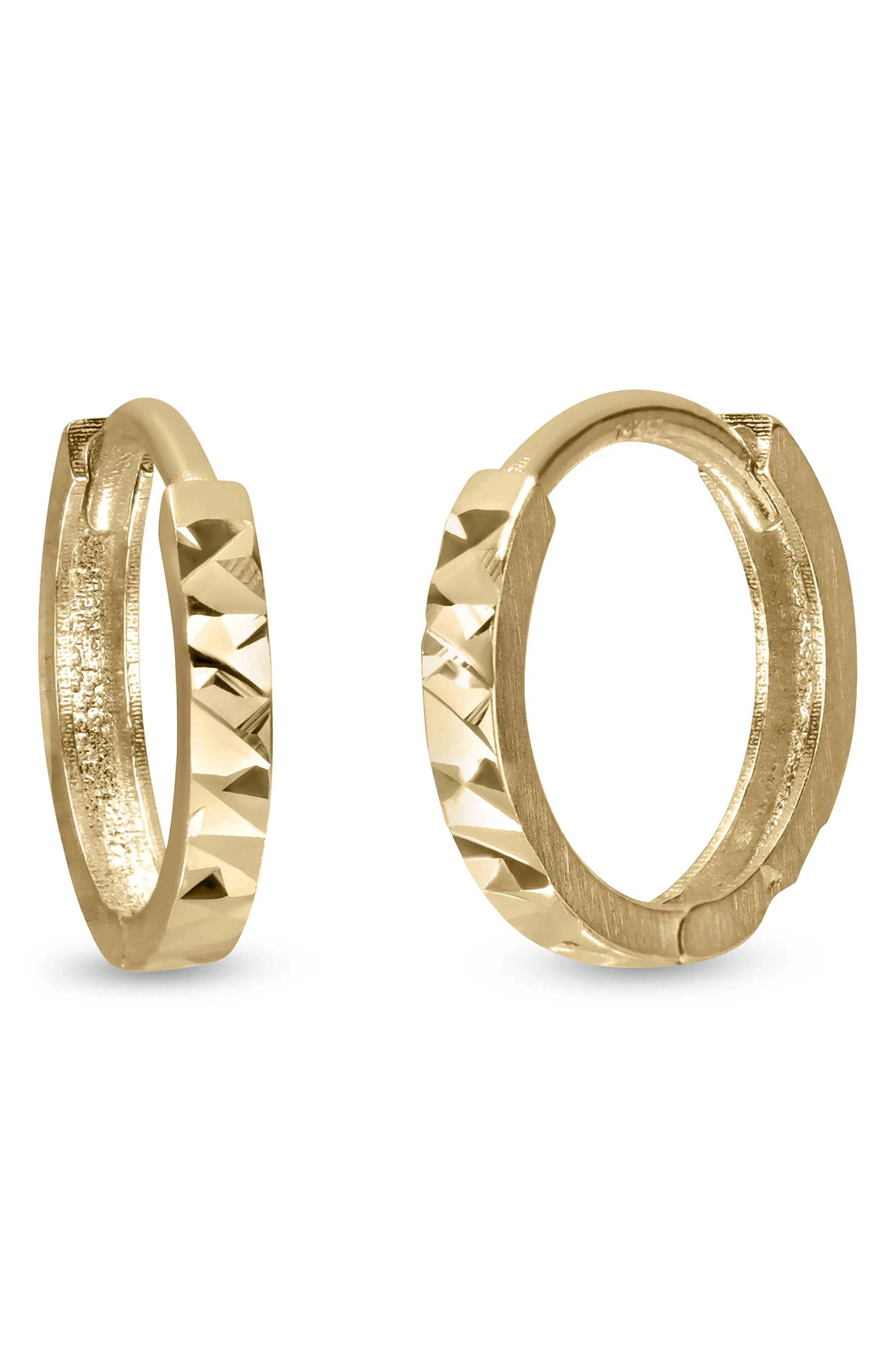 Bony Levy 14K Gold Textured Huggie Hoop Earrings in 14K Yellow Gold at Nordstrom | Nordstrom