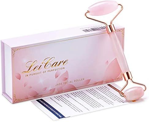 LeiCare Rose Quartz Roller, Pink Jade Roller for Face - Natural Stone Facial Roller, Face Massage... | Amazon (US)