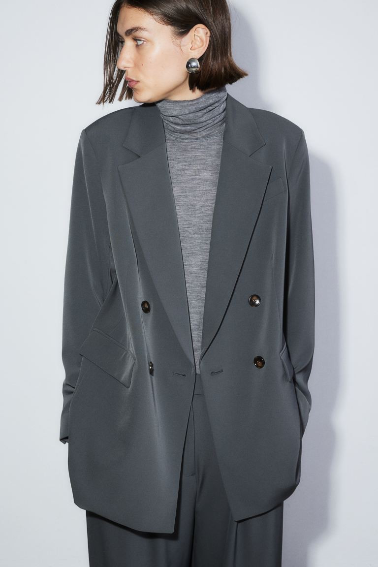 Double-breasted Jacket - Dark gray - Ladies | H&M US | H&M (US + CA)