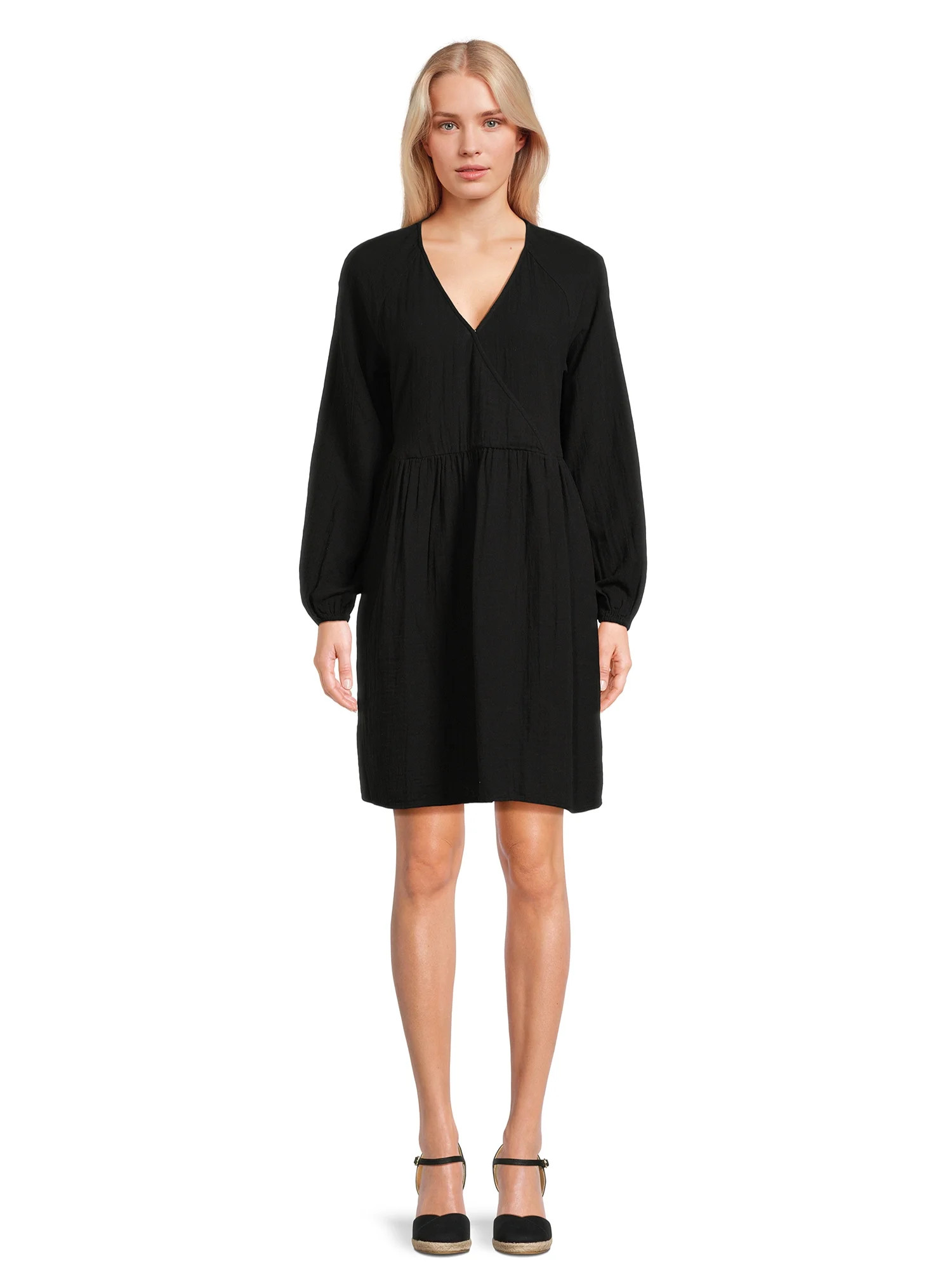 Time and Tru Women’s Mini Wrap Dress, Sizes XS-XXXL - Walmart.com | Walmart (US)