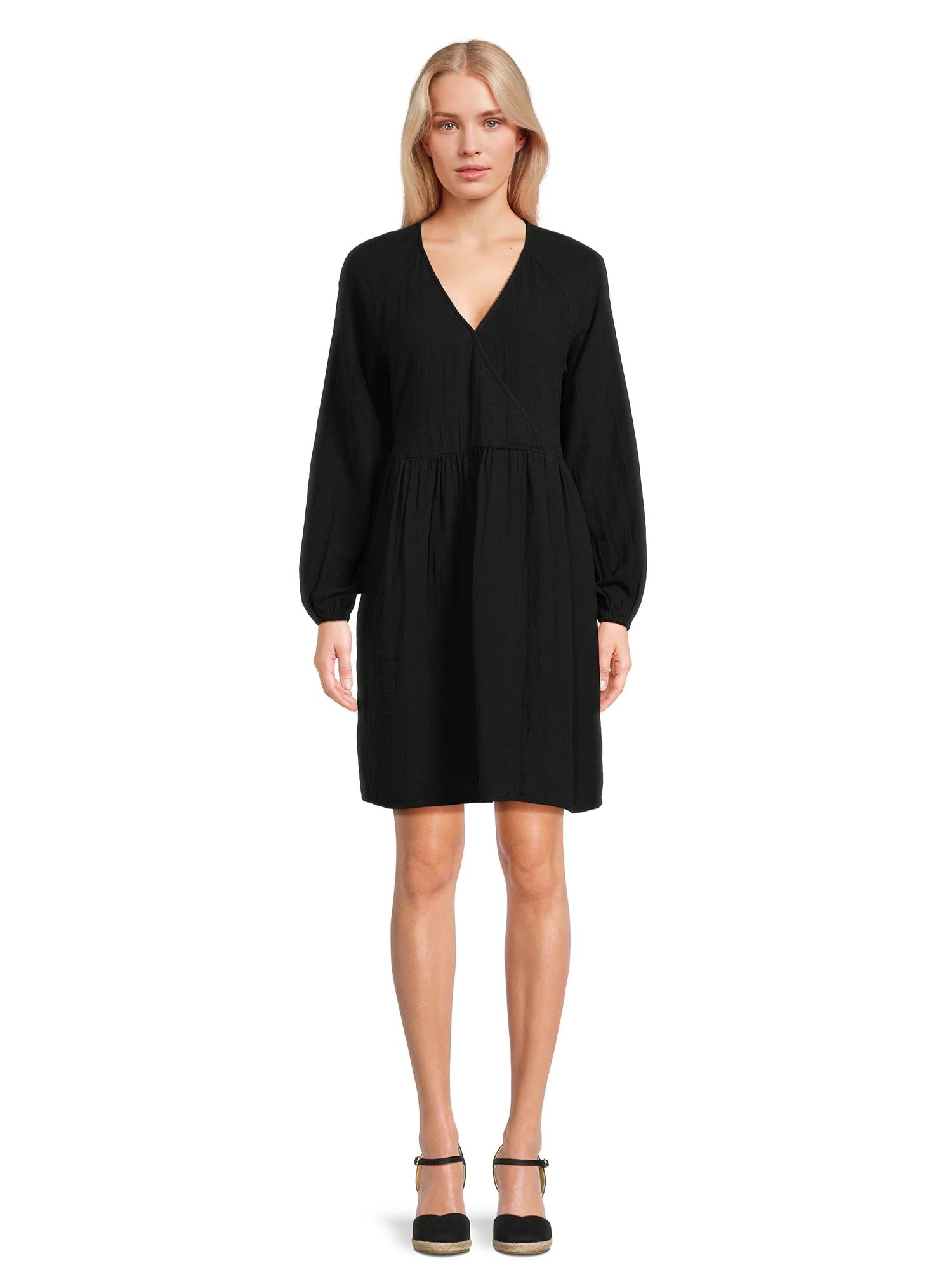 Time and Tru Women’s Mini Wrap Dress, Sizes XS-XXXL | Walmart (US)